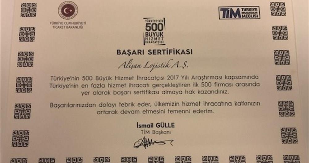 ALIŞAN LOJİSTİK'İN İLK 500'DEKİ YÜKSELİŞİ SÜRÜYOR