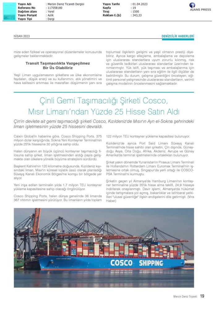 Mersin Deniz Ticaret Dergisi