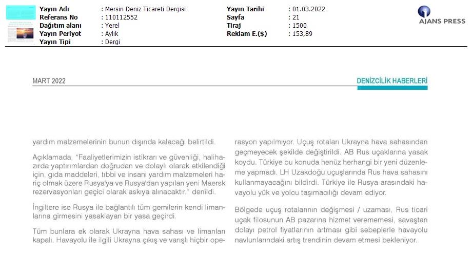 Mersin Deniz Ticaret Dergisi