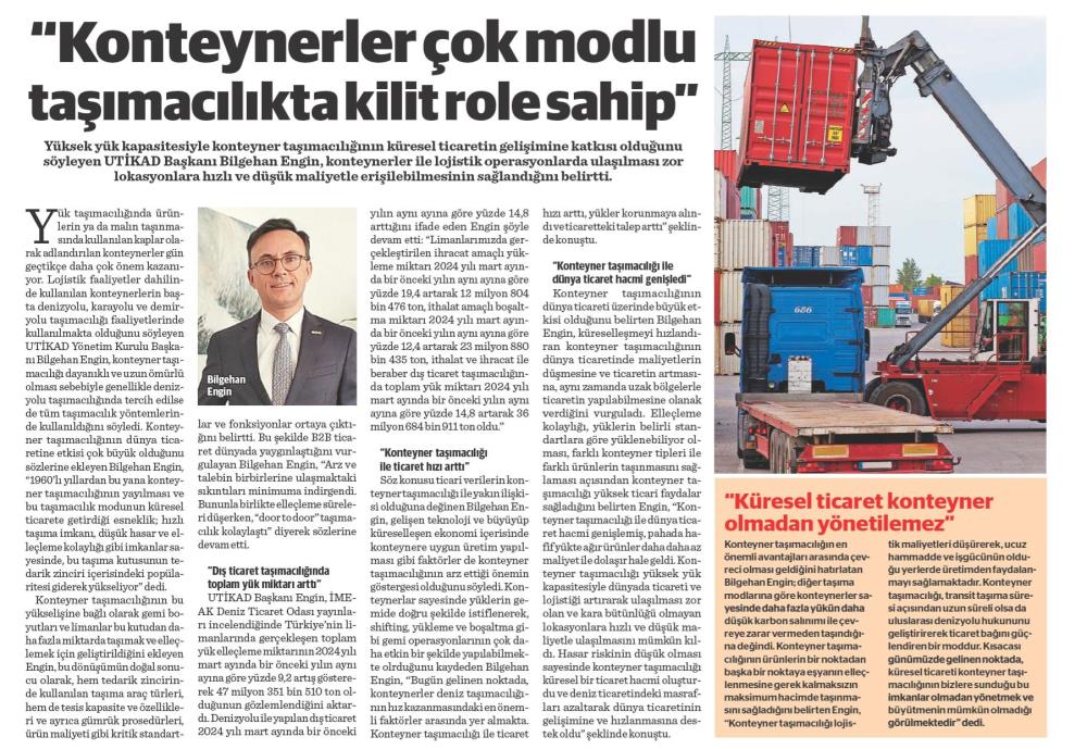 KONTEYNERLER ÇOK MODLU TAŞIMACILIKTA KİLİT ROLE SAHİP