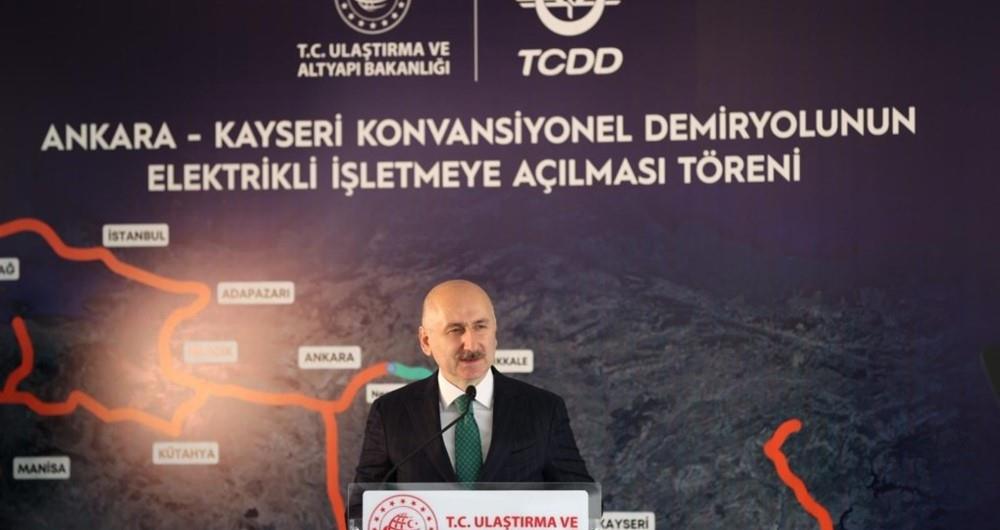 ULAŞTIRMA BAKANI KARAİSMAİLOĞLU: ANKARA-KAYSERİ DEMİRYOLUNDA KESİNTİSİZ ELEKTRİKLİ HAT BÜTÜNLÜĞÜ SAĞLANDI